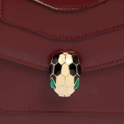 Bvlgari Burgundy Leather Serpenti Forever Top Handle Bag