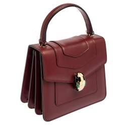 Bvlgari Burgundy Leather Serpenti Forever Top Handle Bag