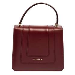 Bvlgari Burgundy Leather Serpenti Forever Top Handle Bag