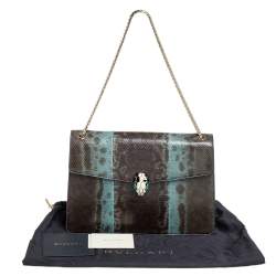 Bvlgari Green Karung Medium Serpenti Forever Shoulder Bag