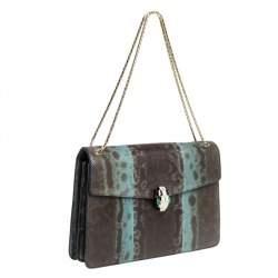 Bvlgari Green Karung Medium Serpenti Forever Shoulder Bag