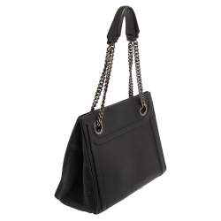 Pre Owned Bvlgari Black Leather Chain Tote