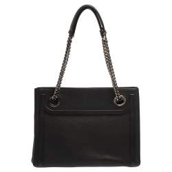 Pre Owned Bvlgari Black Leather Chain Tote