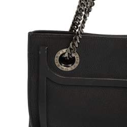 Pre Owned Bvlgari Black Leather Chain Tote