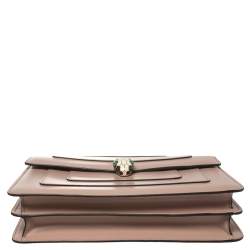 Bvlgari Beige Leather Medium Serpenti Forever Shoulder Bag