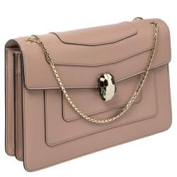 Bvlgari Beige Leather Medium Serpenti Forever Shoulder Bag