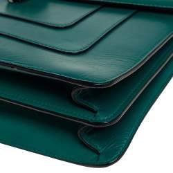 Pre Owned Bvlgari Green Leather Serpenti Forever Flap Shoulder Bag