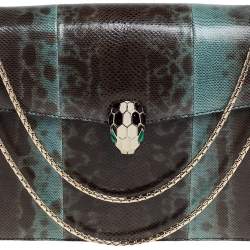 Pre Owned Bvlgari Green Karung Medium Serpenti Forever Shoulder Bag