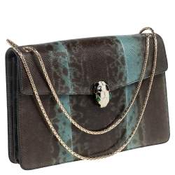 Pre Owned Bvlgari Green Karung Medium Serpenti Forever Shoulder Bag