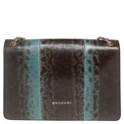 Pre Owned Bvlgari Green Karung Medium Serpenti Forever Shoulder Bag