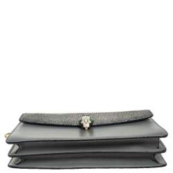 Pre Owned حقيبة كتف بلغاري فوريفر جلد ستينغراى رصاصي متوسطة