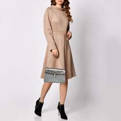 Pre Owned حقيبة كتف بلغاري فوريفر جلد ستينغراى رصاصي متوسطة