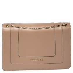 مملوكة مسبقًا حقيبة كتف بلغاري سربنتي فورفر متوسطة جلد بيج داكنة