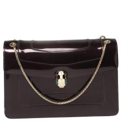 Bvlgari Plum Patent Leather Medium Serpenti Forever Shoulder Bag