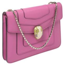 Pre Owned Bvlgari Pink Leather Small Serpenti Forever Shoulder Bag
