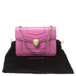 Pre Owned Bvlgari Pink Leather Small Serpenti Forever Shoulder Bag