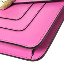 Pre Owned Bvlgari Pink Leather Small Serpenti Forever Shoulder Bag