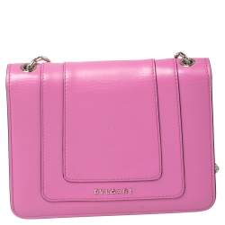 Pre Owned Bvlgari Pink Leather Small Serpenti Forever Shoulder Bag