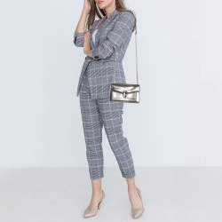 Pre Owned حقيبة كتف بلغاري قلاب فورفر سربنتي جلد ميتالك