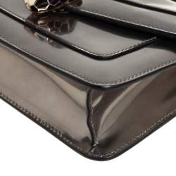 Pre Owned حقيبة كتف بلغاري قلاب فورفر سربنتي جلد ميتالك