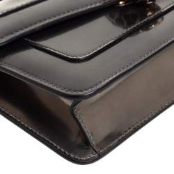 Pre Owned حقيبة كتف بلغاري قلاب فورفر سربنتي جلد ميتالك