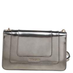 Pre Owned حقيبة كتف بلغاري قلاب فورفر سربنتي جلد ميتالك