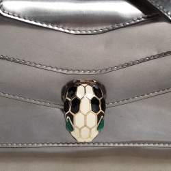 Pre Owned حقيبة كتف بلغاري قلاب فورفر سربنتي جلد ميتالك