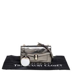 Pre Owned حقيبة كتف بلغاري قلاب فورفر سربنتي جلد ميتالك