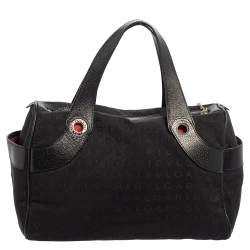 Bvlgari Black Monogram Canvas and Leather Satchel