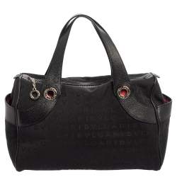 Bvlgari Black Monogram Canvas and Leather Satchel