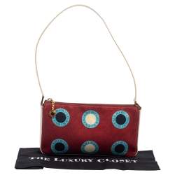 Pre Owned Bvlgari Multicolor Logo Print Fabric and Leather Baguette Shoulder Bag