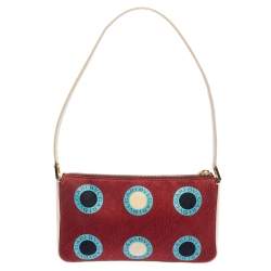 Pre Owned Bvlgari Multicolor Logo Print Fabric and Leather Baguette Shoulder Bag