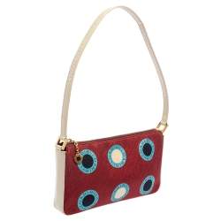 Pre Owned Bvlgari Multicolor Logo Print Fabric and Leather Baguette Shoulder Bag