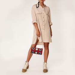 Pre Owned Bvlgari Multicolor Logo Print Fabric and Leather Baguette Shoulder Bag