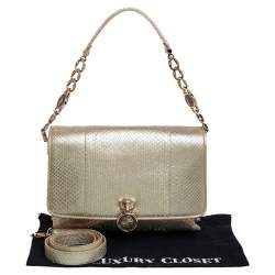 Pre Owned حقيبة بلغاري سلسلة قلاب جلد ثعبان اريدسنت بيج