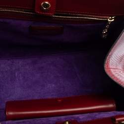 Pre Owned Bvlgari Dark Red Snakeskin and Leather Small Serpenti Scaglie Tote