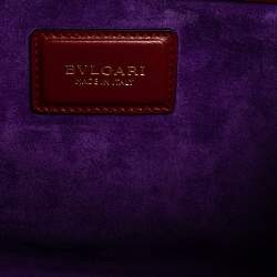 Pre Owned Bvlgari Dark Red Snakeskin and Leather Small Serpenti Scaglie Tote