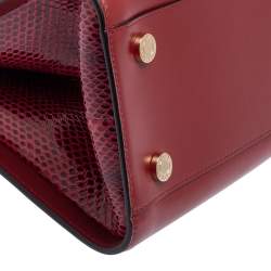 Pre Owned Bvlgari Dark Red Snakeskin and Leather Small Serpenti Scaglie Tote