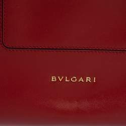 Pre Owned Bvlgari Dark Red Snakeskin and Leather Small Serpenti Scaglie Tote