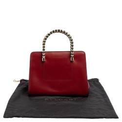 Pre Owned Bvlgari Dark Red Snakeskin and Leather Small Serpenti Scaglie Tote