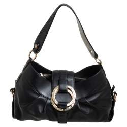 Bvlgari Black Leather Chandra Hobo