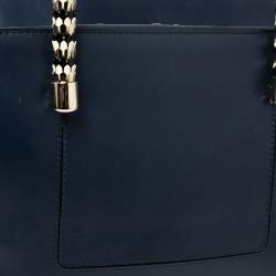 Pre Owned Bvlgari Blue Leather Serpenti Scaglie Bowler Bag