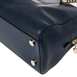 Pre Owned Bvlgari Blue Leather Serpenti Scaglie Bowler Bag