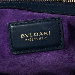 Pre Owned Bvlgari Blue Leather Serpenti Scaglie Bowler Bag