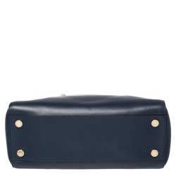 Pre Owned Bvlgari Blue Leather Serpenti Scaglie Bowler Bag