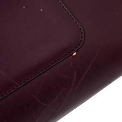 Pre Owned Bvlgari Burgundy/Grey Leather Medium Icona Tote