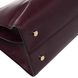 Pre Owned Bvlgari Burgundy/Grey Leather Medium Icona Tote