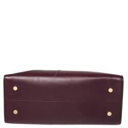 Pre Owned Bvlgari Burgundy/Grey Leather Medium Icona Tote