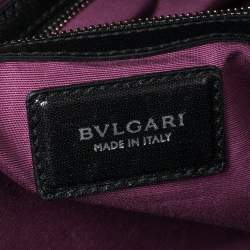Bvlgari Black Leather and Patent Leather Serpenti Scaglie Tote