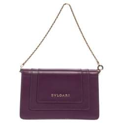 Bvlgari Purple Leather Serpenti Forever Chain Pochette 